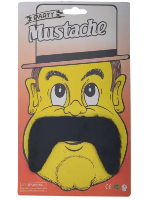 Stick-On Black Faux Hair Walrus Costume Moustache