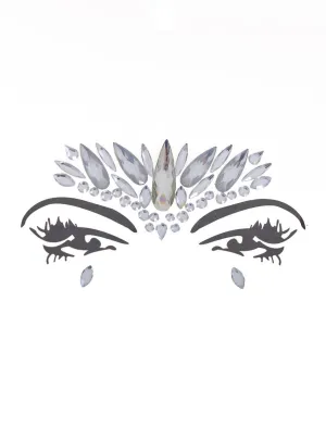 Stick-On Dazzling Silver Diamante Festival Face Jewels