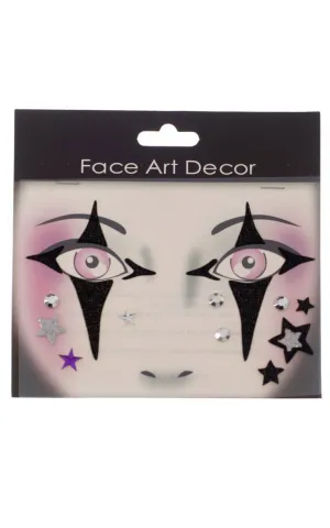 Stick On Harlequin Black and Silver Makeup