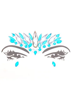 Stick-On Ice Blue and Silver Diamante Face Jewels