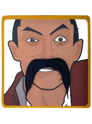 Stick-on Large Black Handlebar Mens Costume Moustache