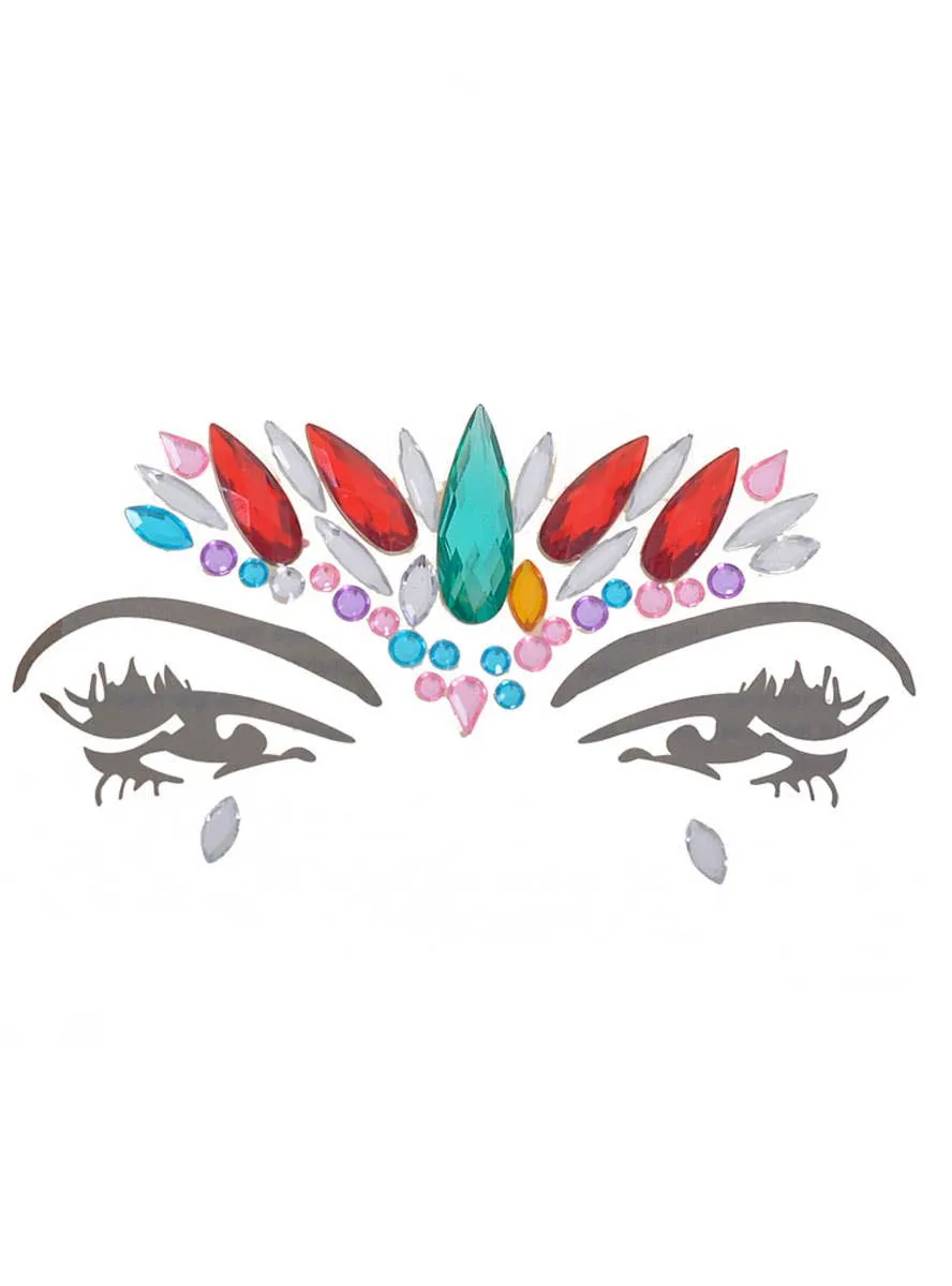 Stick-On Multi Colour Diamante Festival Face Jewels