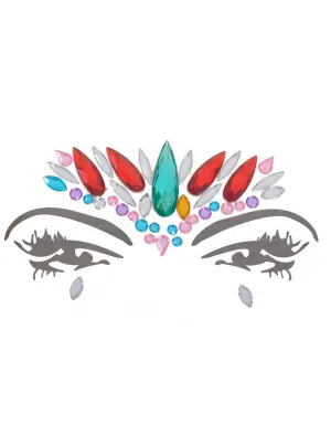 Stick-On Multi Colour Diamante Festival Face Jewels