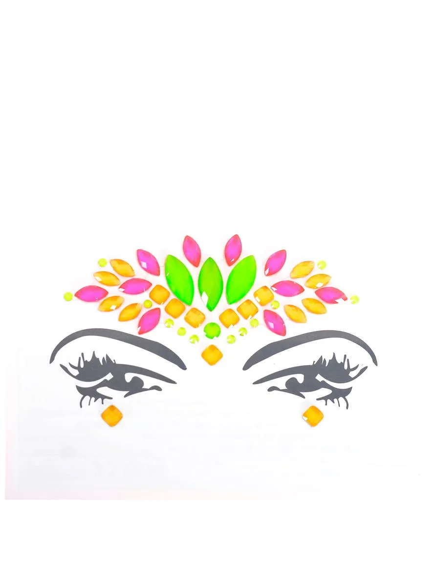 Stick-On Multi Colour UV Reactive Festival Face Jewels
