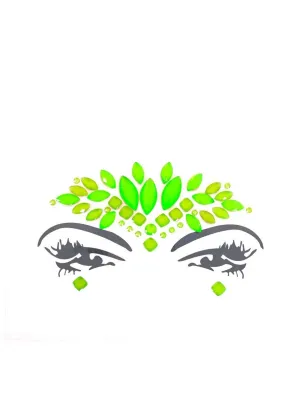 Stick-On Neon Green UV Reactive Festival Face Jewels