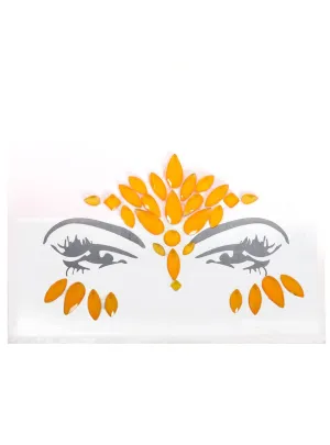 Stick-On Neon Orange UV Reactive Festival Face Jewels