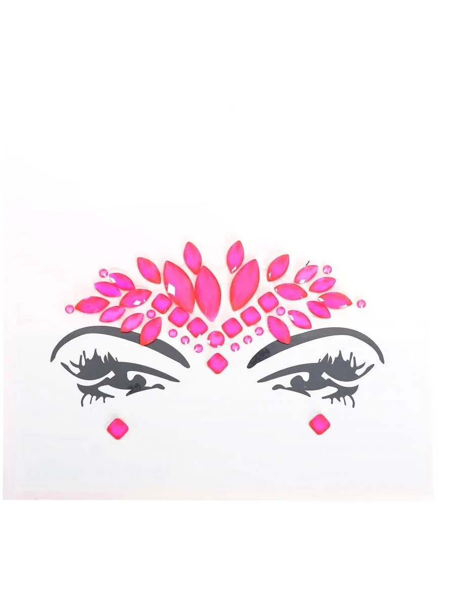 Stick-On Neon Pink UV Reactive Festival Face Jewels