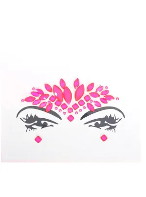 Stick-On Neon Pink UV Reactive Festival Face Jewels