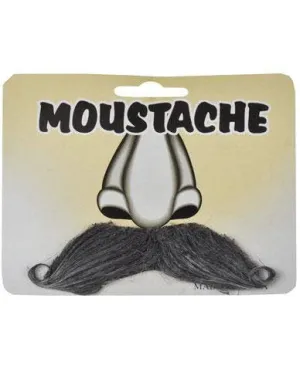 Stick On Novelty Curled Grey Costume Moustache