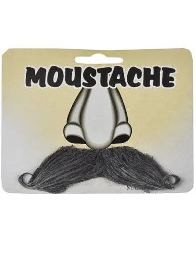 Stick On Novelty Curled Grey Costume Moustache