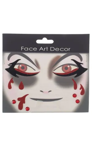 Stick On Red and Black Glitter Vampire Makeup