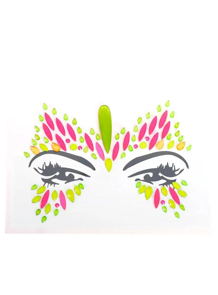Stick-On UV Reactive Neon Multi Colour Face Jewels