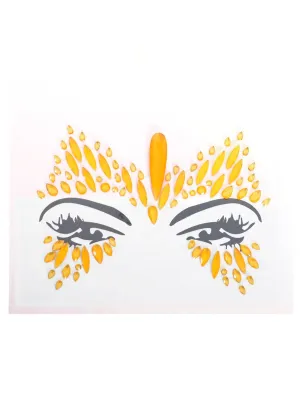 Stick-On UV Reactive Neon Orange Festival Face Jewels