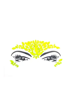 Stick-On UV Reactive Neon Yellow Festival Face Jewels