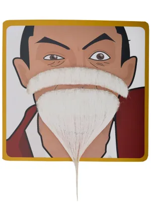Stick-On White Costume Moustache and Beard Set
