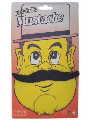 Stick-On Wide Black English Style Costume Moustache