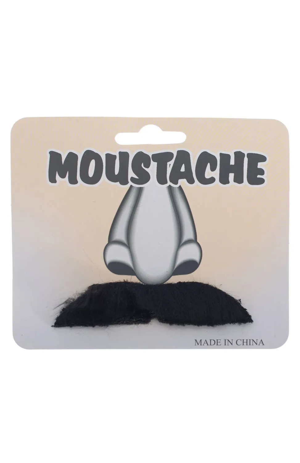 Straight Black Stick On Fake Moustache