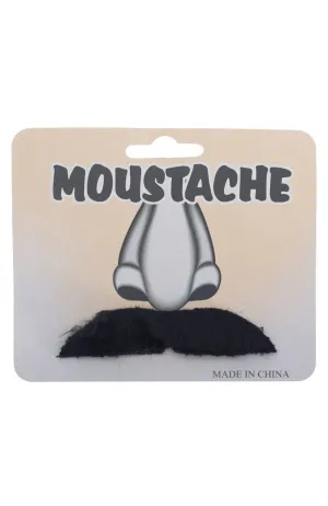 Straight Black Stick On Fake Moustache