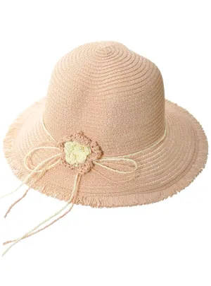 Straw Look Dusty Pink Girls Costume Hat