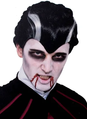 Streaked Black and White Mens Vampire Costume Wig
