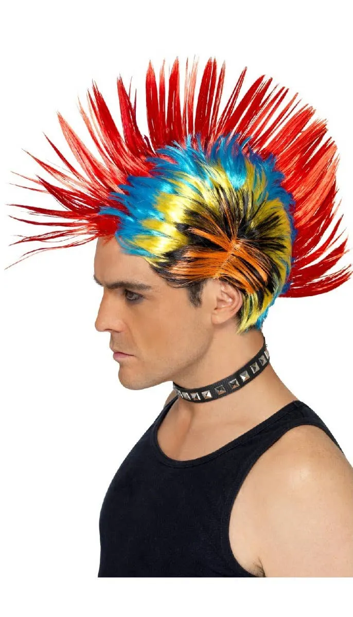 Street Punk 1980s Rainbow Mohawk Wig