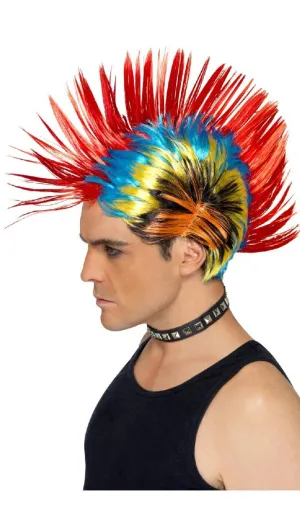 Street Punk 1980s Rainbow Mohawk Wig