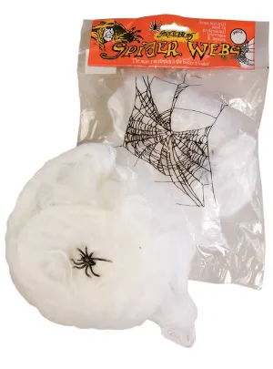 Stretchy White Spider Web with Spiders