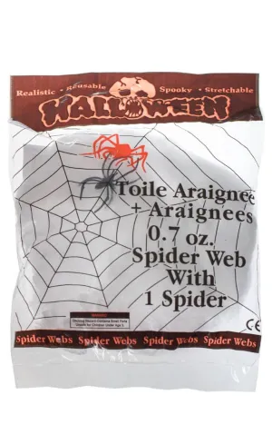 Stretchy White Spiderweb Decoration with 1 Spider