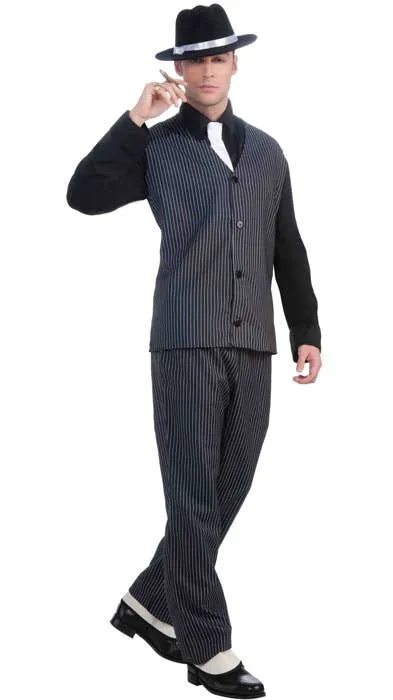 Striped 1920s Mens Mob Boss Gangster Costume