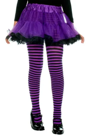 Striped Black and Purple Girls Costume Tights