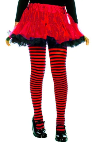 Striped Black and Red Girls Costume Tights