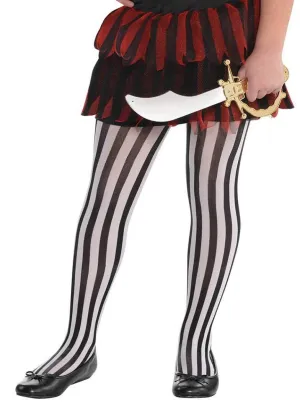 Striped Black and White Girls Costume Stockings