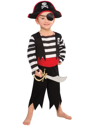 Striped Black and White Pirate Deckhand Boys Costume