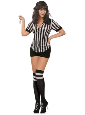 Striped Black and White Referee Womens Costume Shirt