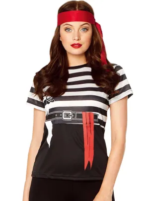 Striped Black and White Womens Pirate Costume Shirt
