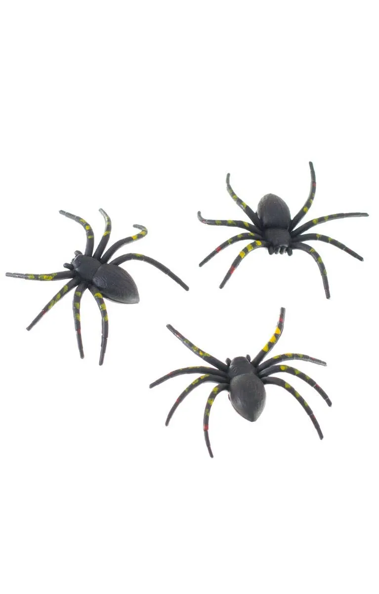 Striped Black and Yellow Halloween Spiders 3 Pack