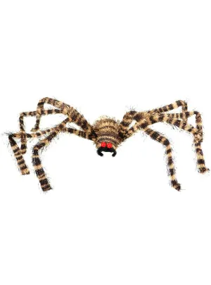 Striped Brown and Black 18cm Spider Halloween Decoration