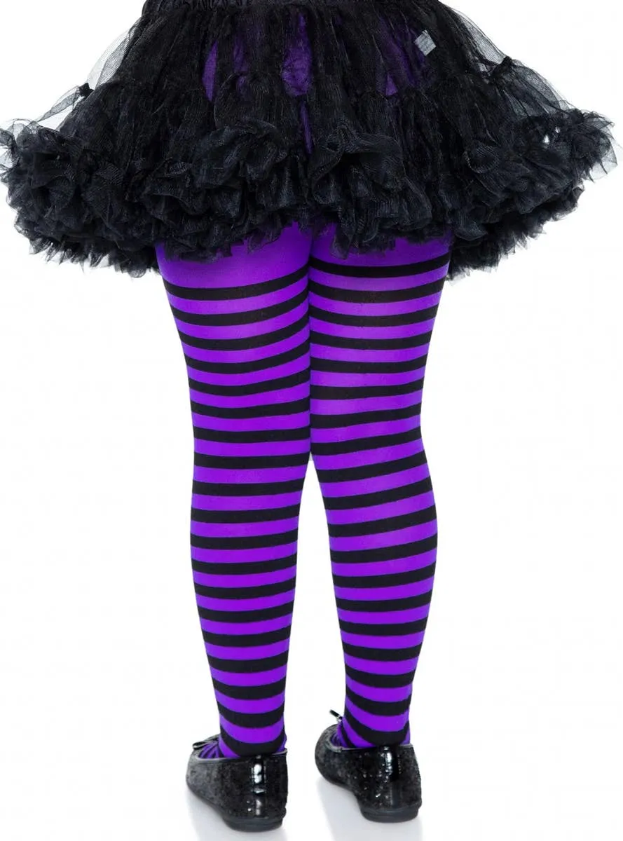 Striped Girls Purple and Black Costume Accessory Tights