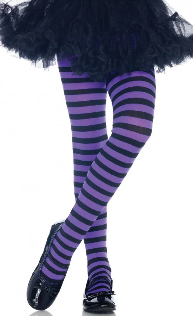 Striped Girls Purple and Black Costume Accessory Tights