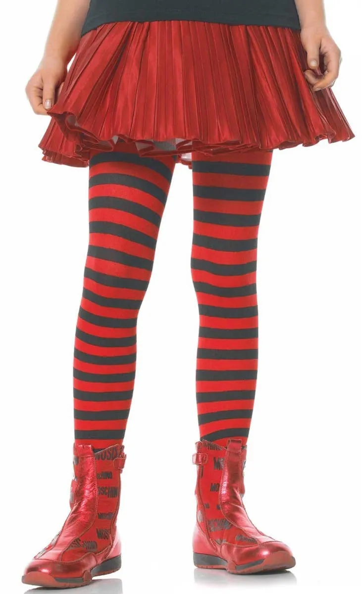 Striped Girls Tights Red and Black Costume Accessory Stockings