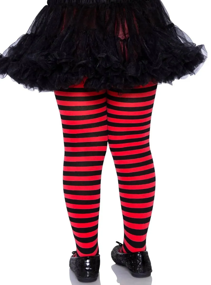 Striped Girls Tights Red and Black Costume Accessory Stockings