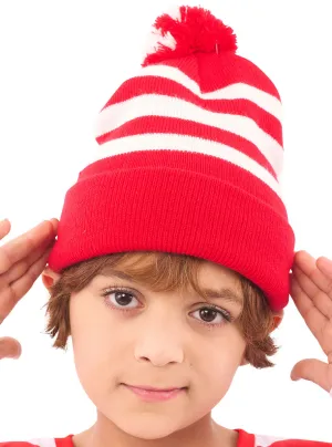 Striped Kids Red And White Costume Beanie