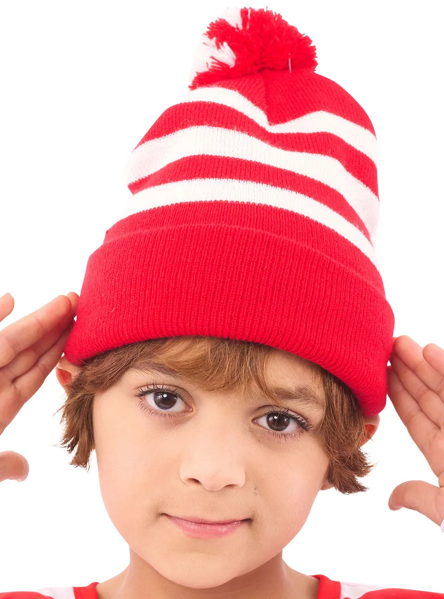 Striped Kids Red And White Costume Beanie