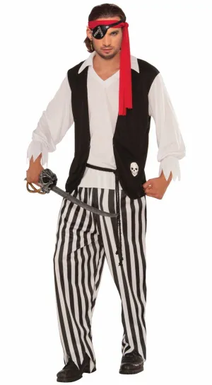 Striped Mens Pirate Buccaneer Fancy Dress Costume