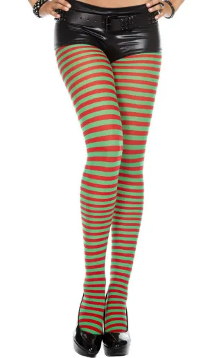 Striped Opaque Womens Red And Green Christmas Stockings
