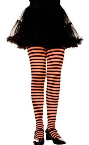 Striped Orange and Black Girls Costume Tights