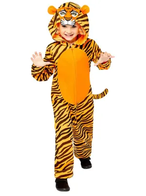 Striped Orange Tiger Kids Animal Costume