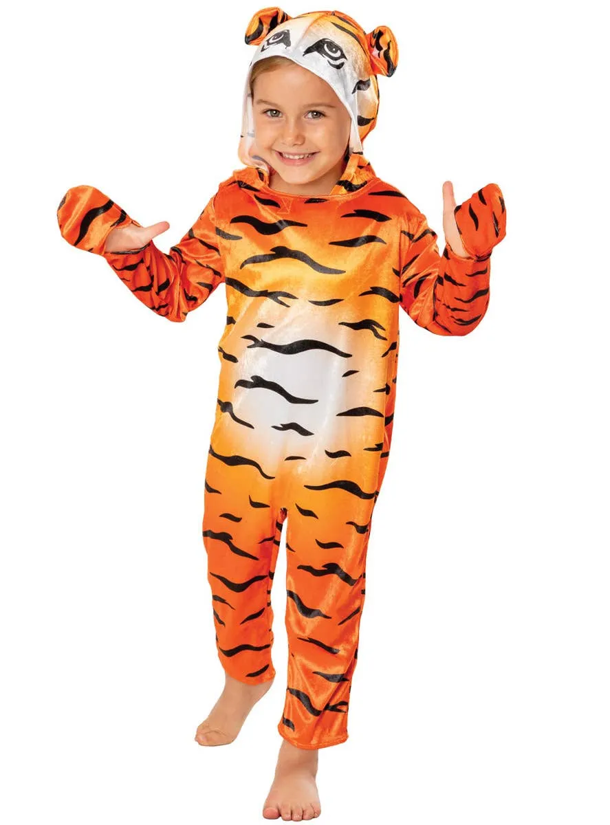 Striped Orange Tiger Kids Animal Onesie Costume