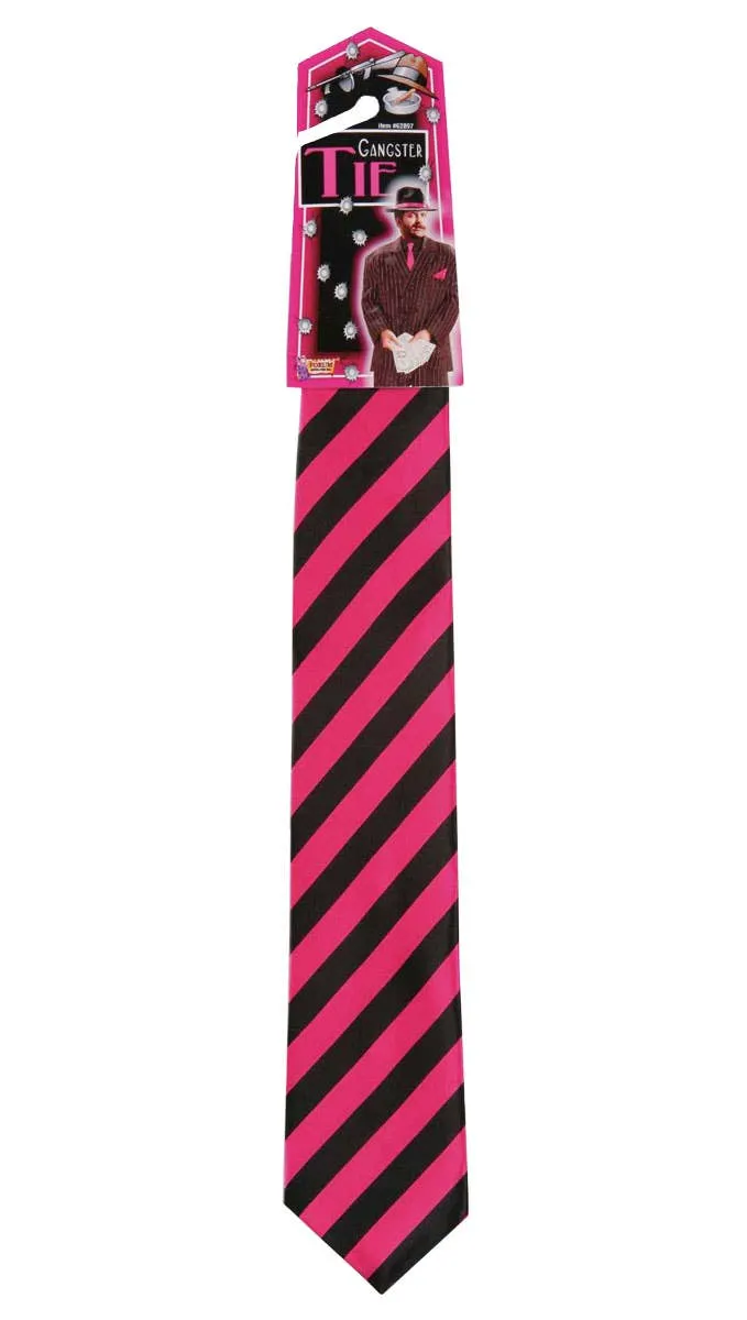 Striped Pink and Black Gangster Costume Tie