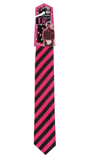 Striped Pink and Black Gangster Costume Tie